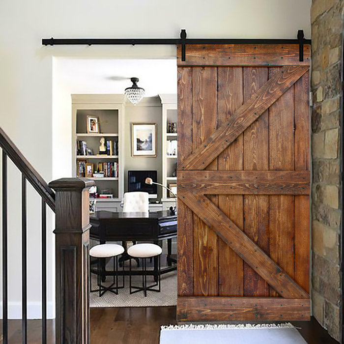 IsLife Paneled Wood Knotty Barn Door Without Installation Hardware Kit